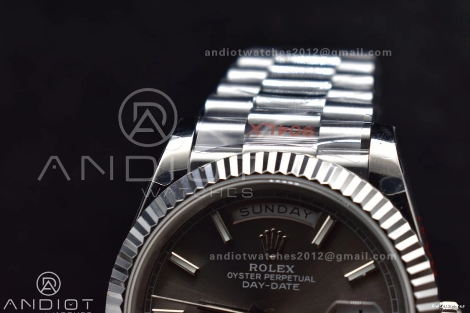 Stretchable Bracelet Dial DayDate V Grey Markers 40 904L Stick Steel On A2836 GMF 704 President Weighted Tungsten 0420